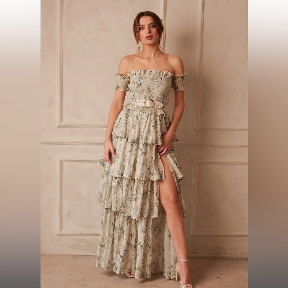 V chapman The Angelina Dress in Blue Bouquet